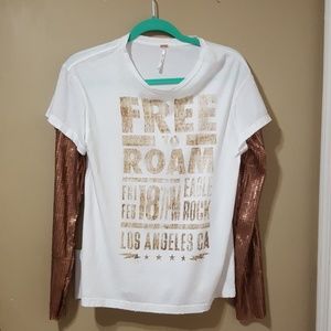 Free People Glimmer FREE TO ROAM TEE sz XS nwot